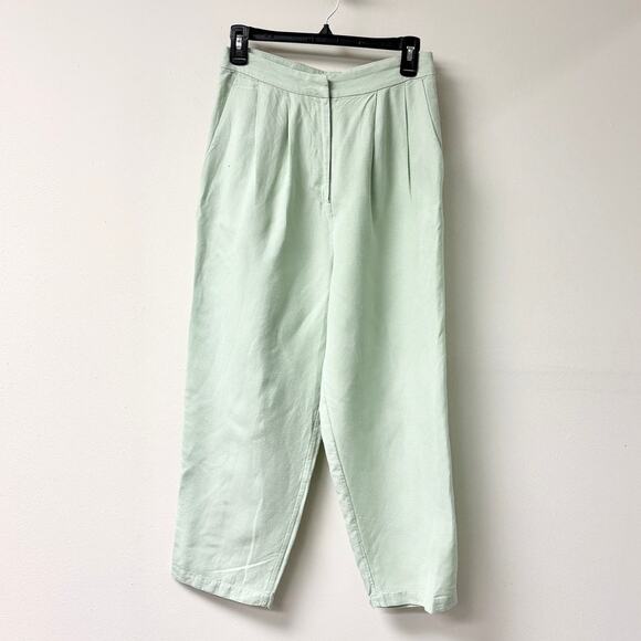 Adriana Degreas Pleated High Waisted Straight Leg Trouser Pants Mint Women's S - Picture 1 of 4